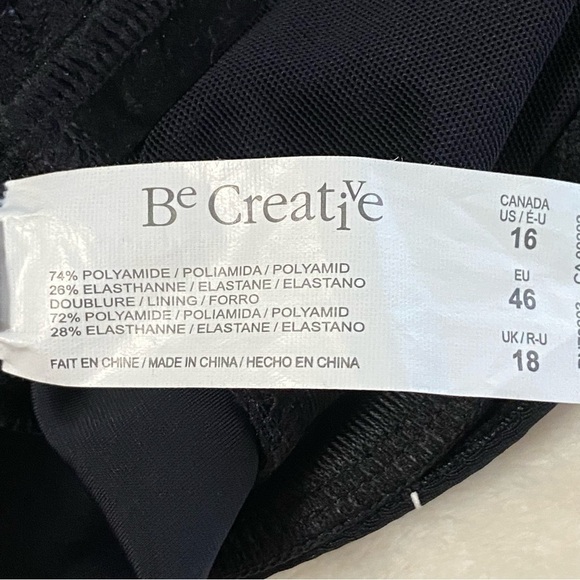 NWT BE CREATIVE / Black & White Tankini Swim Top Size 16 - Picture 4 of 12